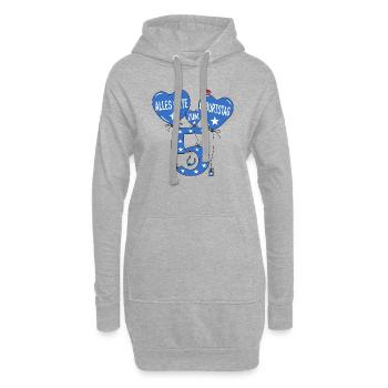 5. Geburtstag Alles Gute zum Geburtstag in Blau - Hoodie-Kleid - Grau meliert - Vorne