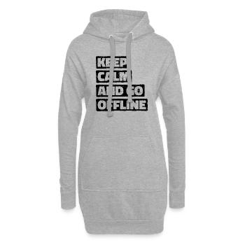 Keep Calm And Go Offline. Wandern Design - Hoodie-Kleid - Grau meliert - Vorne