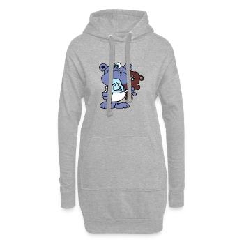 hippo nilperd junge kids kinder baby geburt teddy - Hoodie-Kleid - Grau meliert - Vorne