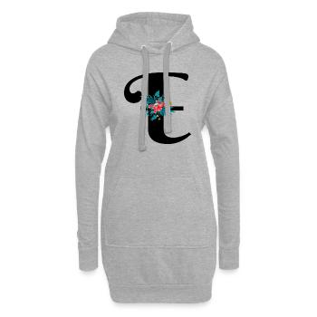 Buchstabe E geblümt - Hoodie-Kleid - Grau meliert - Vorne