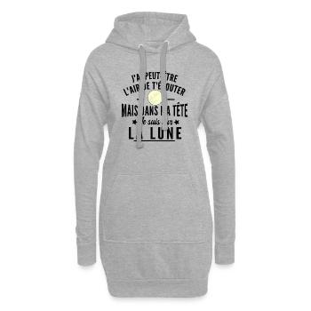 je suis sur la lune - Sweat-shirt à capuche long Femme - gris chiné - Devant