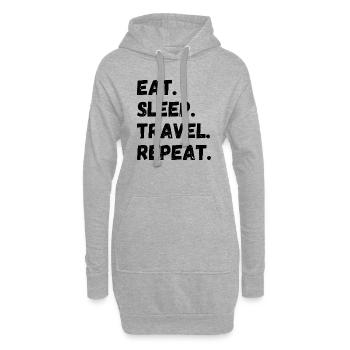 Eat Sleep Travel Repeat - Hoodie-Kleid - Grau meliert - Vorne