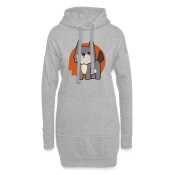 Wolf Comic - Hoodie-Kleid - Grau meliert - Vorne