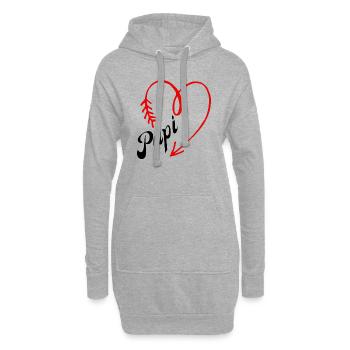 papi cœur - Sweat-shirt à capuche long Femme - gris chiné - Devant