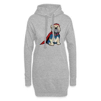 Supertchup le chien héros - Sweat-shirt à capuche long Femme - gris chiné - Devant