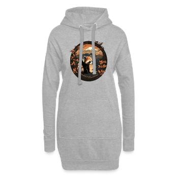 Roter Panda 10 - Hoodie-Kleid - Grau meliert - Vorne
