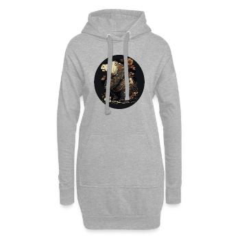 hippo 9 - Sweat-shirt à capuche long Femme - gris chiné - Devant