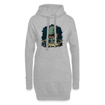 hippo 4 - Sweat-shirt à capuche long Femme - gris chiné - Devant