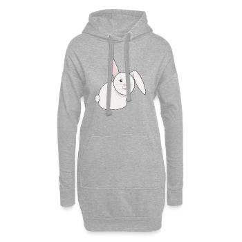 süßer, weißer, dicker Hase, Ostern - Hoodie-Kleid - Grau meliert - Vorne