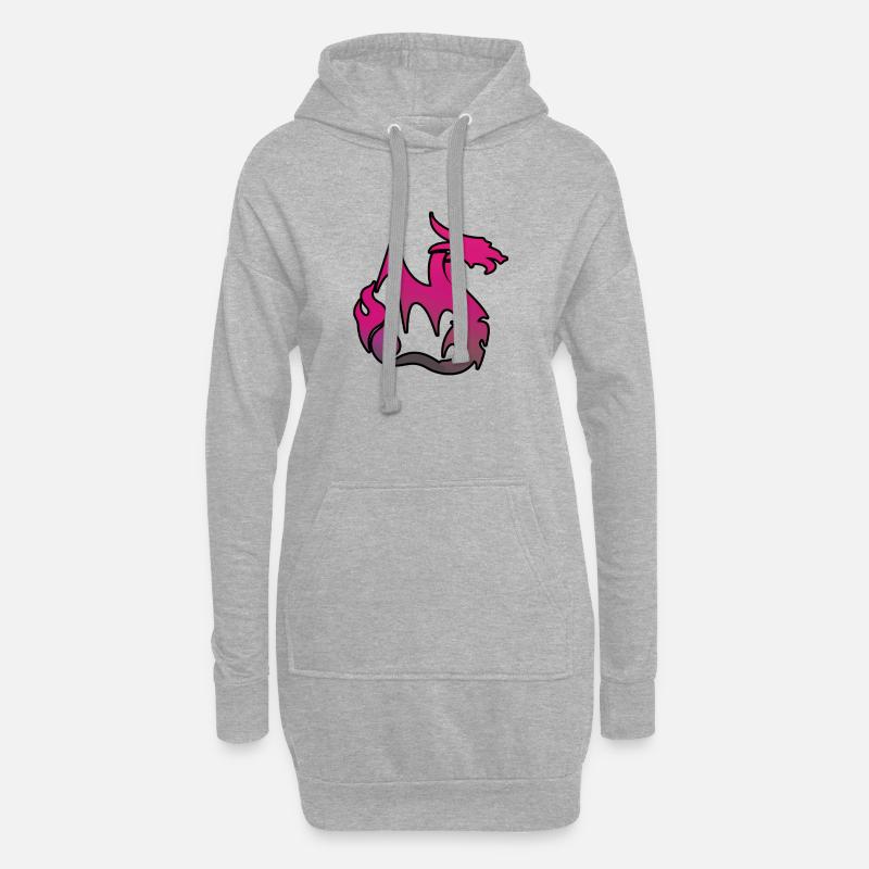 Pinker Drache - Hoodie-Kleid - Grau meliert