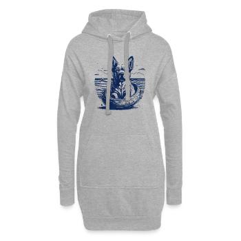 Hund in einem Ei - Hoodie-Kleid - Grau meliert - Vorne