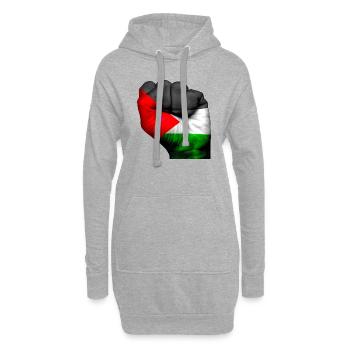 Fist Palestine - Sweat-shirt à capuche long Femme - gris chiné - Devant