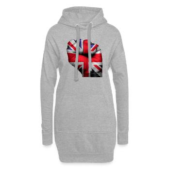 Fist Angleterre - Sweat-shirt à capuche long Femme - gris chiné - Devant