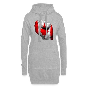 poing fermé avec le drapeau canadien peint dessus - Sweat-shirt à capuche long Femme - gris chiné - Devant