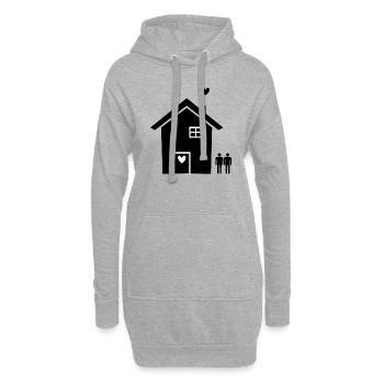 Umzug Hausbau schwul pride - Hoodie-Kleid - Grau meliert - Vorne
