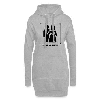 Joli design « Just Married » pour lui et elle - Sweat-shirt à capuche long Femme - gris chiné - Devant