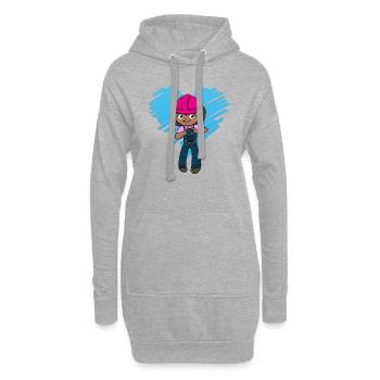 Bagger Baustelle Bauarbeiterin Mädchen I Geschenk - Hoodie-Kleid - Grau meliert - Vorne