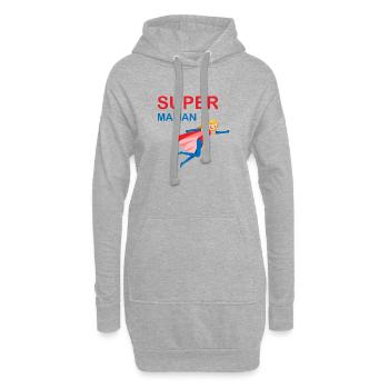 Super Maman - Sweat-shirt à capuche long Femme - gris chiné - Devant