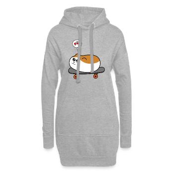Hamster auf Skateboard - Hoodie-Kleid - Grau meliert - Vorne