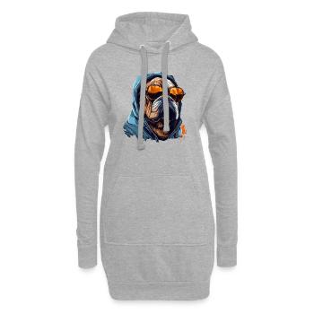 Urban Bulldog: Streetwise Bulldog-Vibes - Hoodie-Kleid - Grau meliert - Vorne