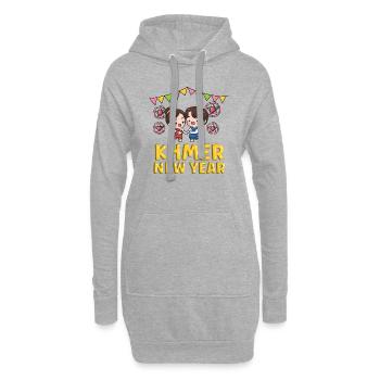 Cambodge Khmer Nouvel An Choul Chnam I Cadeau - Sweat-shirt à capuche long Femme - gris chiné - Devant
