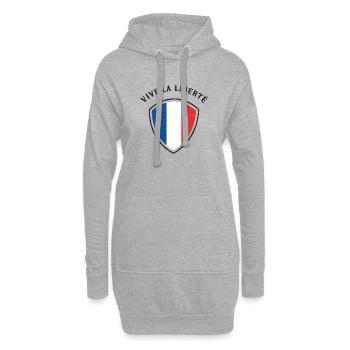Vive La Liberté - Es Lebe die Freiheit - Hoodie-Kleid - Grau meliert - Vorne