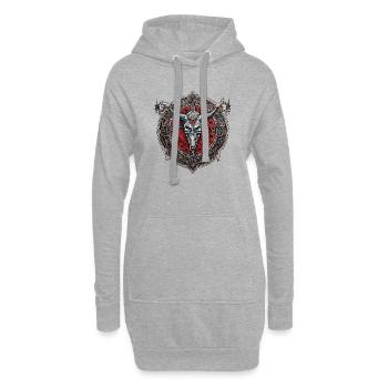 Satanic Skull - Hoodie-Kleid - Grau meliert - Vorne