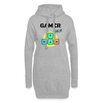 Gamer Level Up - Hoodie-Kleid - Grau meliert - Vorne