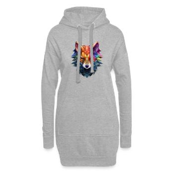 Bunter Fuchs im Origami Style, Regenbogenfarben - Hoodie-Kleid - Grau meliert - Vorne