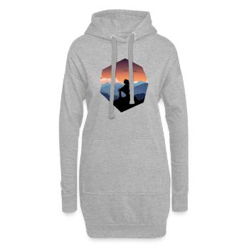 Frau und Berge - Hoodie-Kleid - Grau meliert - Vorne