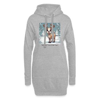 Die beste Zeit des Jahres Rentier Winter - Hoodie-Kleid - Grau meliert - Vorne