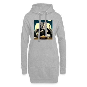 Chat Japonais Ramen Japon - Sweat-shirt à capuche long Femme - gris chiné - Devant