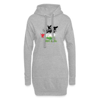 Libre gaza,oiseaux, graffiti,gaza - Sweat-shirt à capuche long Femme - gris chiné - Devant