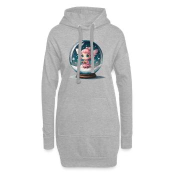 Kleine Weihnachtselfe in einer Schneekugel - Hoodie-Kleid - Grau meliert - Vorne