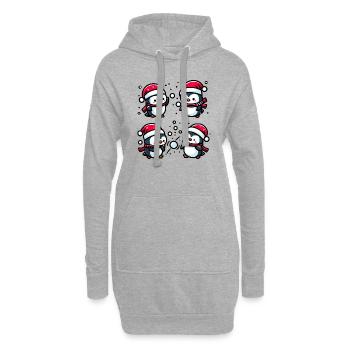Adorable pingouin père Noël chapeau bataille de boules de neige d’hiver - Sweat-shirt à capuche long Femme - gris chiné - Devant