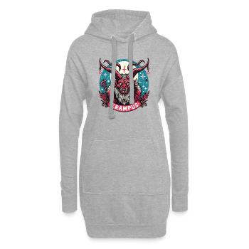 Logo de Noël Krampus - Sweat-shirt à capuche long Femme - gris chiné - Devant