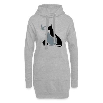 Famille d’animaux de compagnie - Sweat-shirt à capuche long Femme - gris chiné - Devant