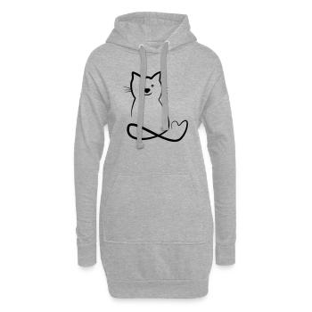 Katze/Cat Love Bo-Grafik - Hoodie-Kleid - Grau meliert - Vorne