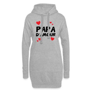 Papa d'amour - Fête des pères - Sweat-shirt à capuche long Femme - gris chiné - Devant