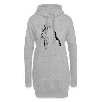 Cat, Cat Motif - Hoodie Dress - heather grey - Front