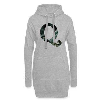 Lettre q marbré vert - Sweat-shirt à capuche long Femme - gris chiné - Devant