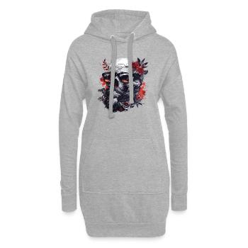 Skull Hipster Me Lunettes de soleil et roses - Sweat-shirt à capuche long Femme - gris chiné - Devant
