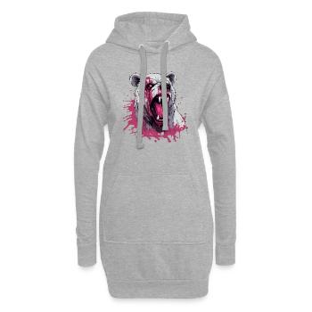 ours, animal, bête, faune, animal, sang, art, art, - Sweat-shirt à capuche long Femme - gris chiné - Devant