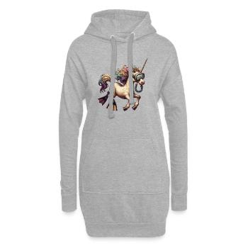 Tauchendes Einhorn Schwimmendes Einhorn - Hoodie-Kleid - Grau meliert - Vorne