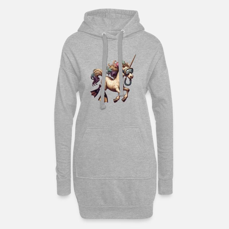 Tauchendes Einhorn Schwimmendes Einhorn - Hoodie-Kleid - Grau meliert