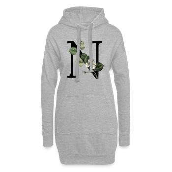 Buchstabe N Grün Botanisch - Hoodie-Kleid - Grau meliert - Vorne