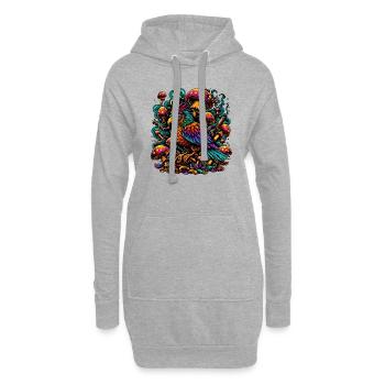 Psychedelic Parrot Paradise - Hoodie Dress - heather grey - Front