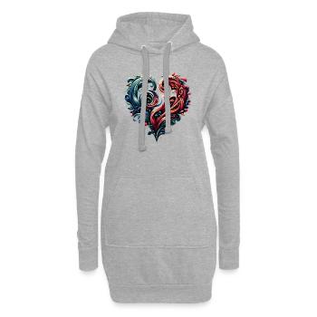 Herz - Hoodie-Kleid - Grau meliert - Vorne