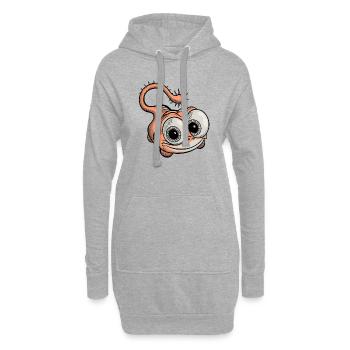 créature fantastique drôle rieur - Sweat-shirt à capuche long Femme - gris chiné - Devant