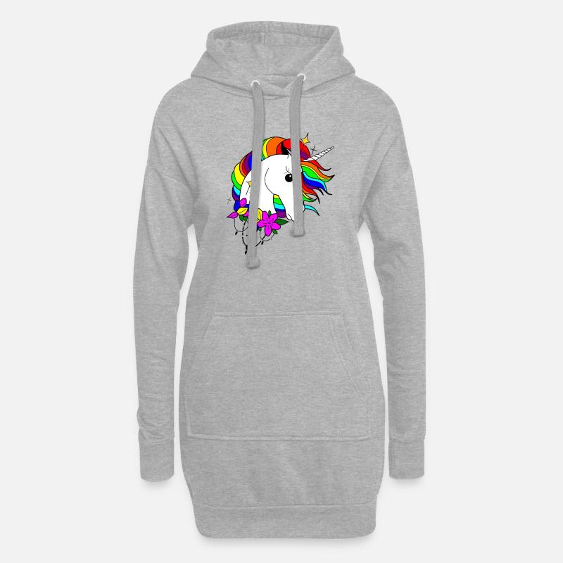 Regenbogen-Einhorn - Hoodie-Kleid - Grau meliert